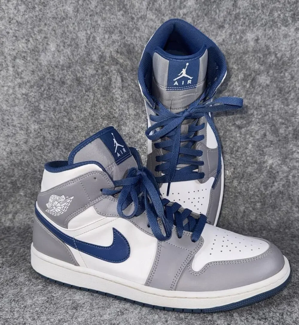 Air Jordan 1 Mid 'Cement True Blue Style Code: DQ8426-014 Men's Size 10